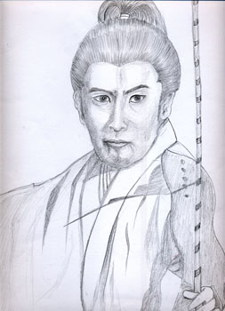 市川雷蔵の映画「第三の影武者」の模写_3枚目