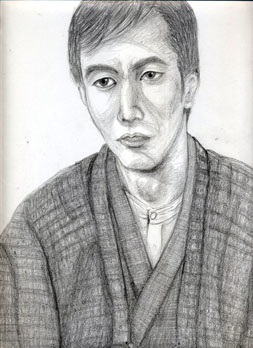 市川雷蔵の映画「破壊」の模写_2枚目