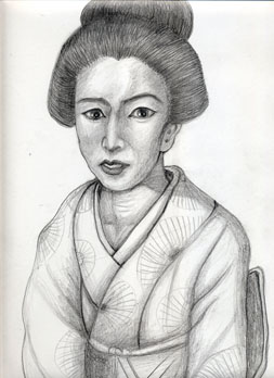 市川雷蔵の映画「朱雀門の山本富士子」の模写_4枚目