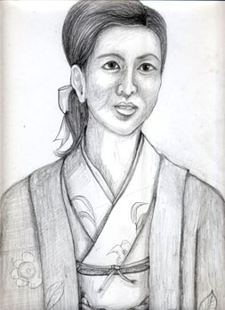 市川雷蔵の映画「若親分を消せの柴田美保子」の模写_1枚目