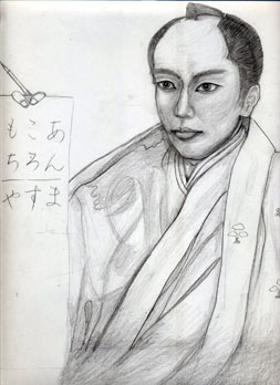 市川雷蔵の映画「昨日消えた男」の模写_1枚目